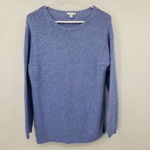 J. Jill Blue Knit Women's Long Sleeved Sweater Medium Missy Coastal Minimalist - Picture 2 of 12